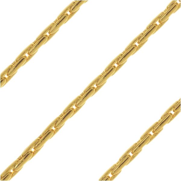 Gold Tone Fine Snake Beading Chain 1.25mm, by the Foot For Cheap