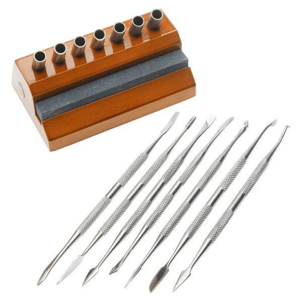 Wax Carving & Spatula Set, Includes 7 Tools with Wooden Base (1 Set) on Sale