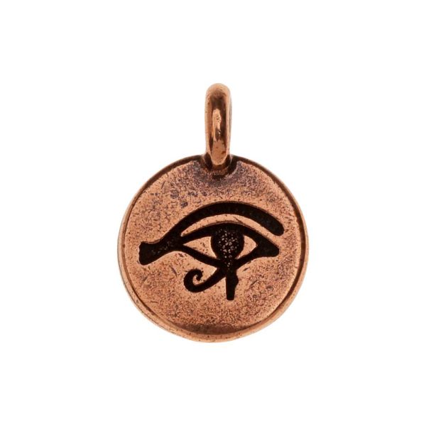 TierraCast Pewter Charm, Round Eye of Horus Symbol 16.5x11.5mm, 1 Piece, Antiqued Copper Plated Sale