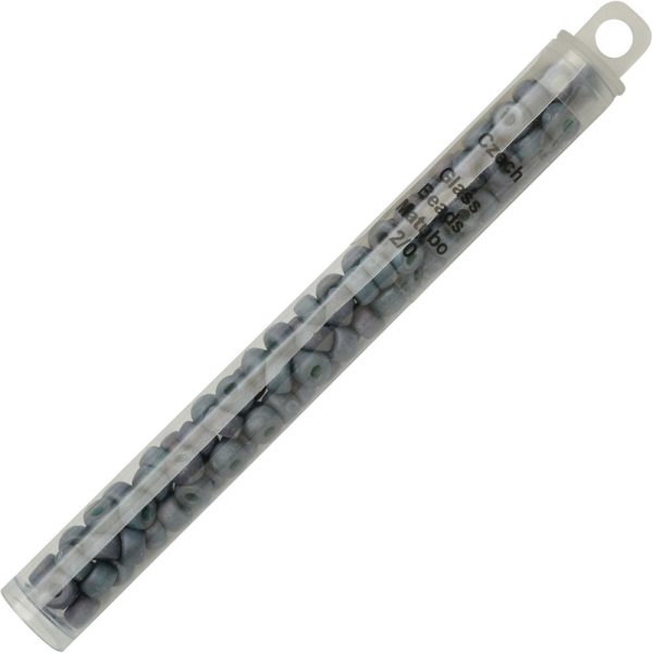 Czech Glass Matubo, 2 0 Seed Bead, Turquoise Green Matte Nebula (20 Gram Tube) Supply - Image 3