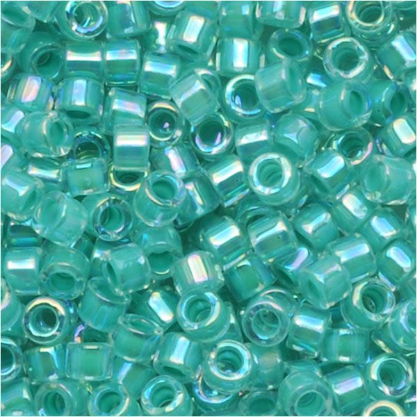 Miyuki Delica Seed Beads, 10 0 Size, Aqua Blue Lined AB DBM0079 (7.2 Grams) For Cheap