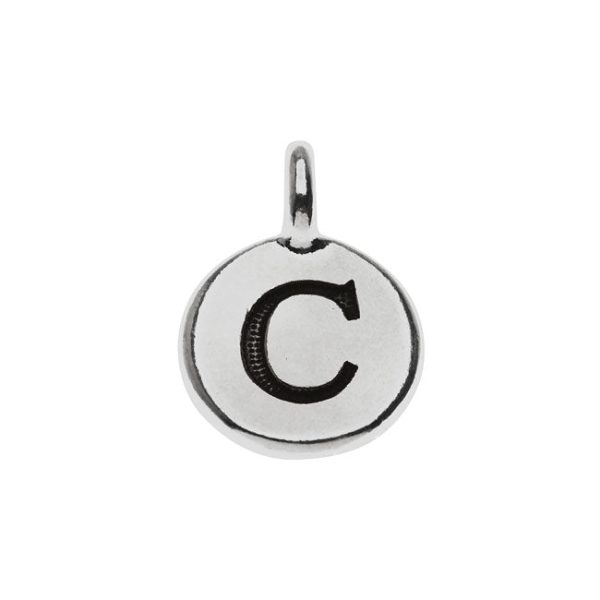 TierraCast Alphabet Charm, Uppercase Letter  C  16.5x11.5mm, Antiqued Silver Plated (1 Piece) on Sale