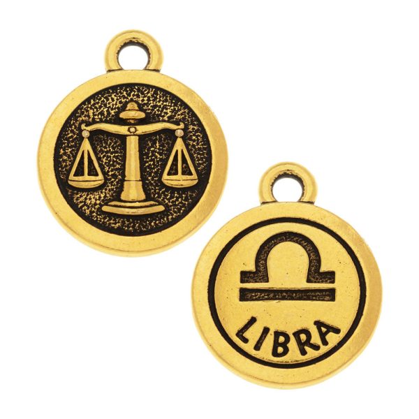 TierraCast Zodiac Charm Collection, Libra Symbol 19x15.25mm, 1 Piece, Antiqued Gold Plated Fashion