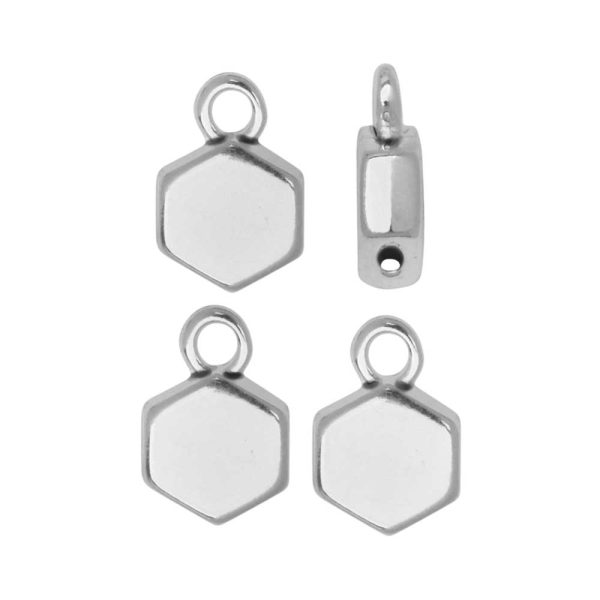 Cymbal Bead Substitute for Honeycomb Beads, Maragas, Hexagon, Loop 6mm, Antiqued Silver Plated (4 Pc) For Discount - Image 2