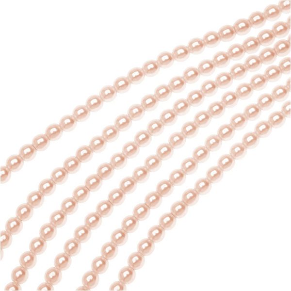 Dazzle It! Czech Glass Pearls, 4mm Round, Light Creamrose (1 Strand) on Sale - Image 2