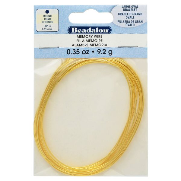 Memory Wire, Bracelet Oval Size Large 3 Inch Diameter, 20 Loops, Gold Plated Online Sale
