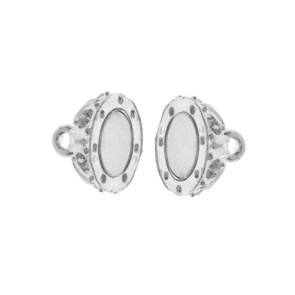 Magnetic Clasps, Sphere with Drop Pattern and Rhinestones 18x12.5mm, Platinum Tone (1 Set) Online Sale - Image 2