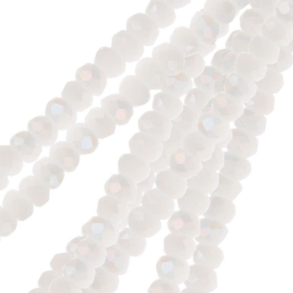 Crystal Beads, Faceted Rondelle 1.5x2.5mm, Opaque White AB (2 Strands) Fashion - Image 2