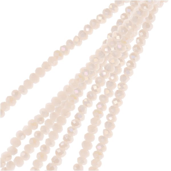 Crystal Beads, Faceted Rondelle 1.5x2.5mm, Opaque Cream AB (2 Strands) Online now