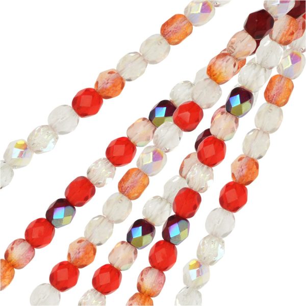 Czech Fire Polished Glass Beads, Faceted Round 4mm, Strawberry Fields Mix (100 Pieces) Online Sale - Image 2