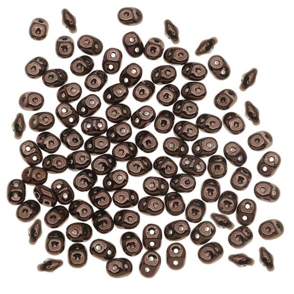SuperDuo 2-Hole Czech Glass Beads, Dark Bronze, 2x5mm, 8g Tube on Sale - Image 2