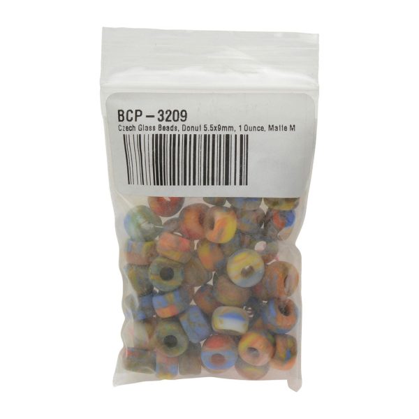 Czech Glass Beads, Donut 9mm, Matte Multi-Color Swirl (1 Ounce) Online - Image 3