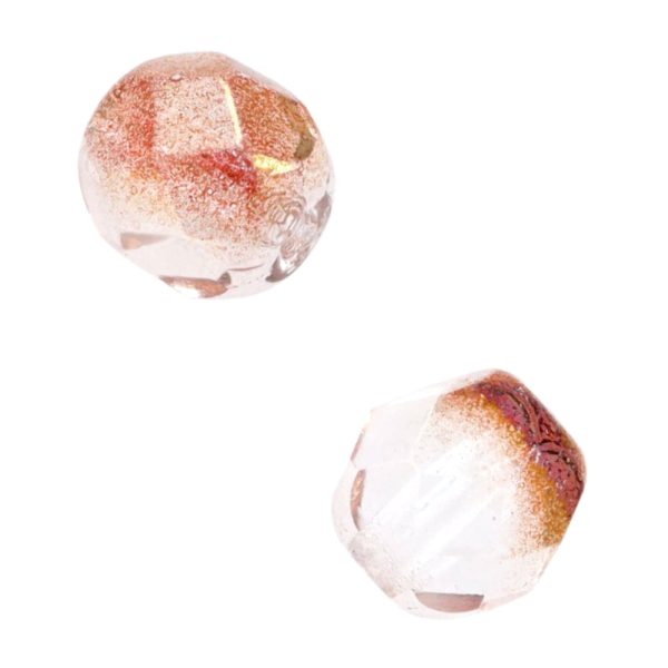 Czech Fire Polished Glass Beads 6mm Round 1 2 Coat Luster - Crystal Rose (25 pcs) For Sale