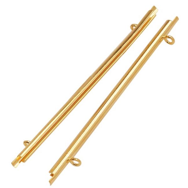 Miyuki Findings Gold Plated 2 Loop Seed Bead Slide End Tubes 60mm (2 pcs) Online now