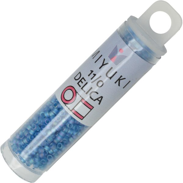 Miyuki Delica Seed Beads, 11 0 Size, #862 Matte Light Blue AB (7.2 Gram Tube) For Sale - Image 3