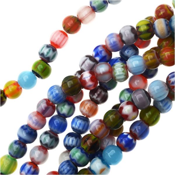 Millefiori Assorted Glass Simulated Beads, Round 6mm, Assorted (16 Inch Strand) Fashion - Image 2
