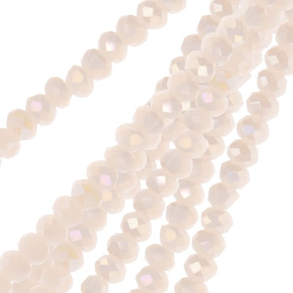 Crystal Beads, Faceted Rondelle 1.5x2.5mm, Opaque Cream AB (2 Strands) Online now - Image 2