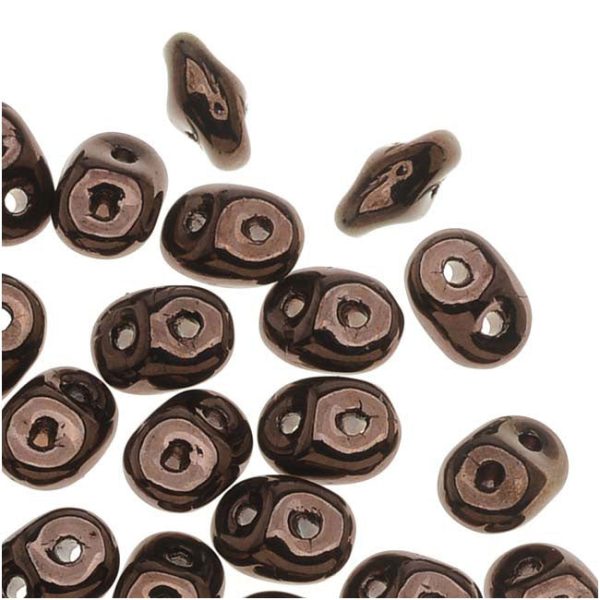 SuperDuo 2-Hole Czech Glass Beads, Dark Bronze, 2x5mm, 8g Tube on Sale