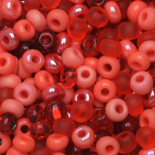 Czech Glass Seed Beads, 8 0 Round, Coral Reflections Red Mix (1 Ounce) Hot on Sale - Image 2