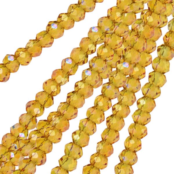 Crystal Beads, Faceted Rondelle 1.5x2.5mm, Transparent Light Amber w Purple Luster (2 Strands) Online Sale - Image 2