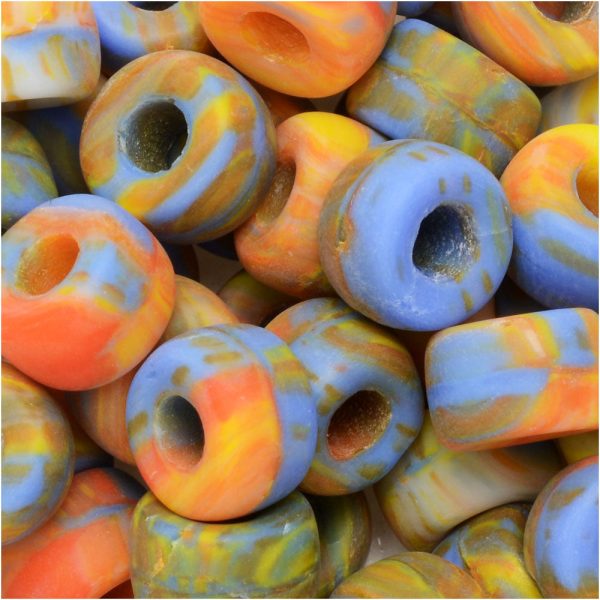 Czech Glass Beads, Donut 9mm, Matte Multi-Color Swirl (1 Ounce) Online - Image 2
