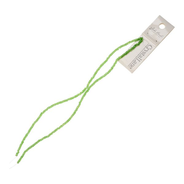 Crystal Beads, Faceted Rondelle 1.5x2.5mm, Transparent Green AB (2 Strands) Sale - Image 3