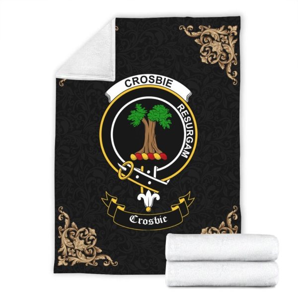 Crosbie (or Crosby) Crest Tartan Premium Blanket Black on Sale