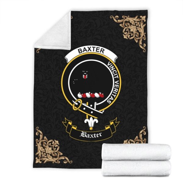 Baxter Crest Tartan Premium Blanket Black Online Sale