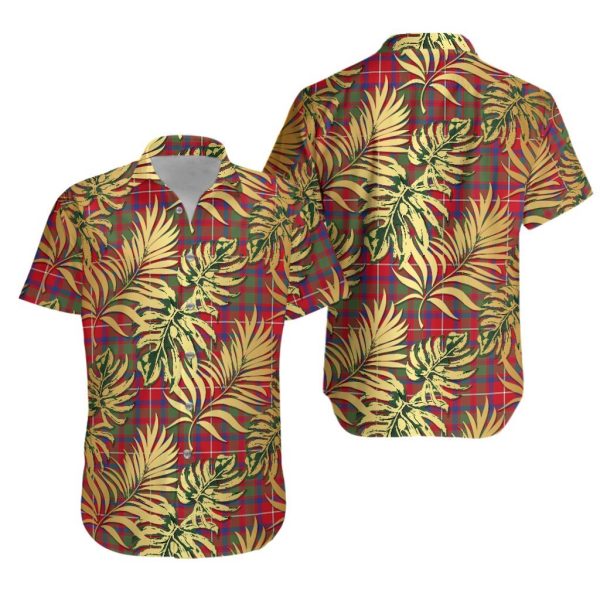 Shaw Red Modern Tartan Vintage Leaves Hawaiian Shirt Fashion