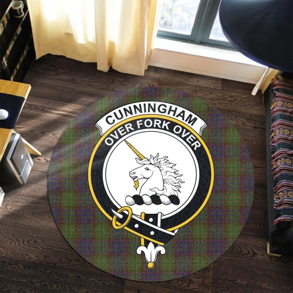 Cunningham Hunting Modern Tartan Crest Round Rug Online Sale - Image 3