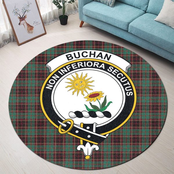 Buchan Ancient Tartan Crest Round Rug Online now