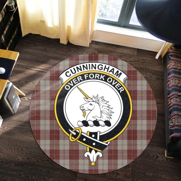 Cunningham Burgundy Dancers Tartan Crest Round Rug For Cheap - Image 3