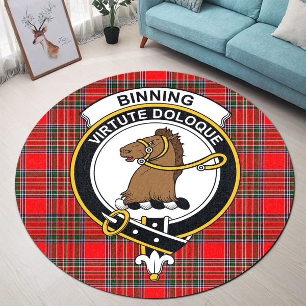 Binning Tartan Crest Round Rug For Cheap