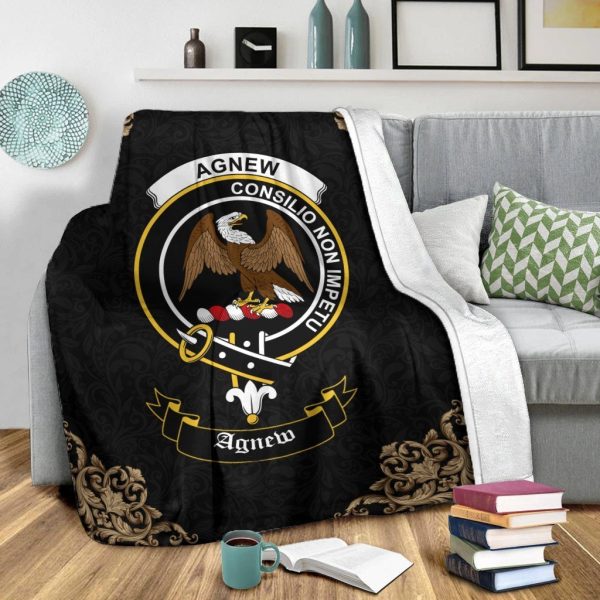 Agnew Crest Tartan Premium Blanket Black Discount - Image 2