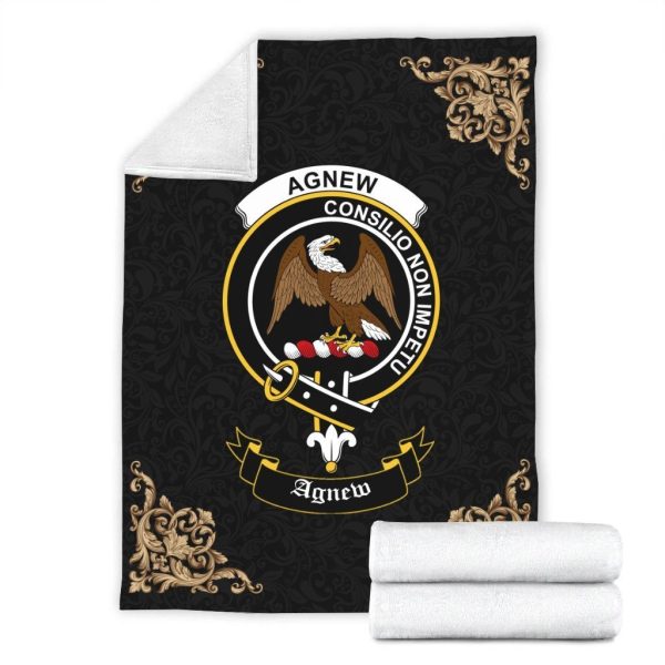 Agnew Crest Tartan Premium Blanket Black Discount