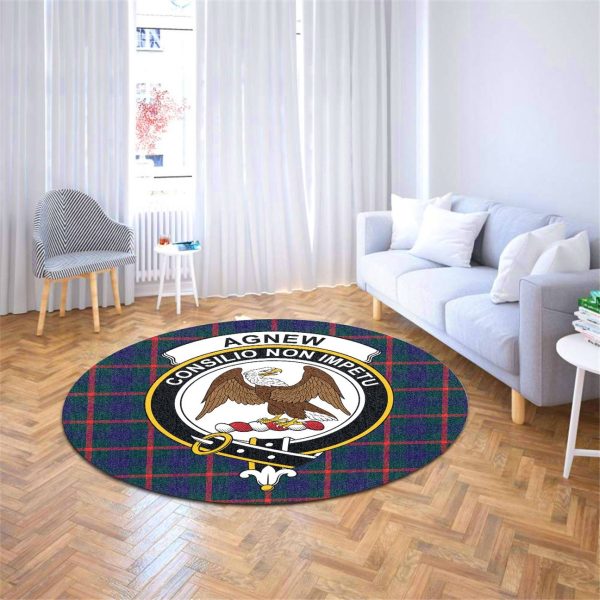 Agnew Modern Tartan Crest Round Rug Cheap - Image 4