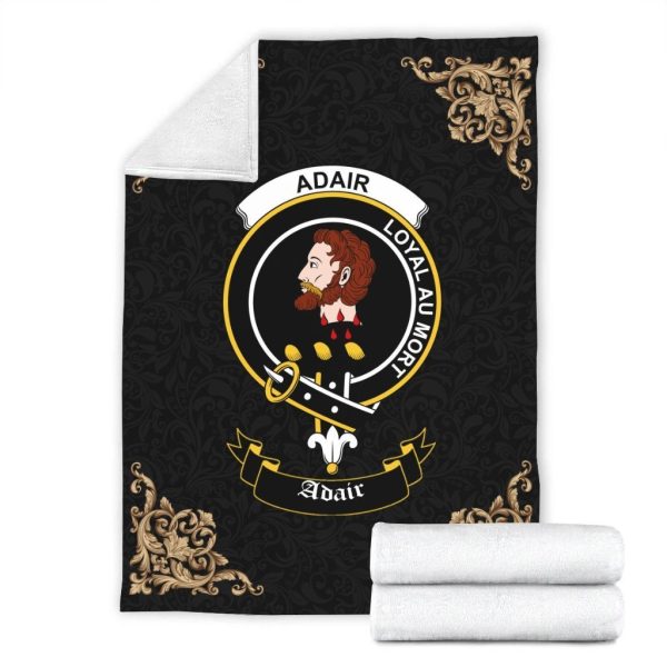 Adair Crest Tartan Premium Blanket Black Supply