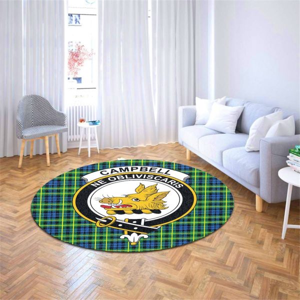 Campbell of Breadalbane Ancient Tartan Crest Round Rug For Discount - Image 4
