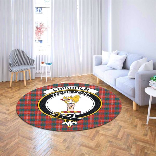 Chisholm Ancient Tartan Crest Round Rug on Sale - Image 4