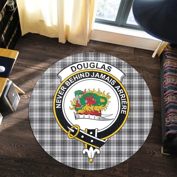 Douglas Grey Modern Tartan Crest Round Rug Online - Image 3