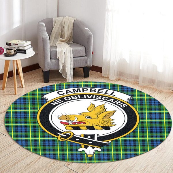 Campbell of Breadalbane Ancient Tartan Crest Round Rug For Discount - Image 2