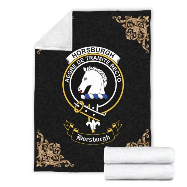 Horsburgh Crest Tartan Premium Blanket Black Sale