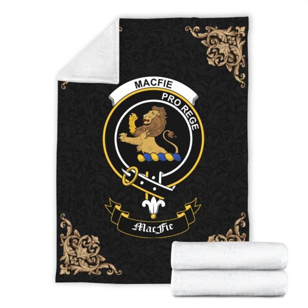 MacFie (of Dreghorn) Crest Tartan Premium Blanket Black Online now